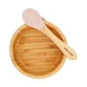 Milk It Baby, MI-BAMBDP004 Bamboo Suction Baby Bowl & Spoon Set, Dusty Pink