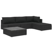Vidaxl 5 Piece Garden Lounge Set With Cushions Poly Rattan Black