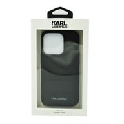 Karl Lagerfeld Nylon Puffy Elongated Logo Hard Case For Iphone 14 Pro Black