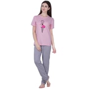 Soko Mesh Ladies Pyjama Set Pink/Grey Large