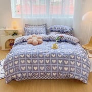 Luna Home Queen/double Size 6 Pieces Bedding Set Without Filler , Heart Checkered Design