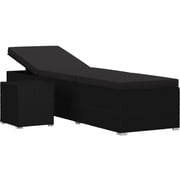 Vidaxl Sun Lounger With Cushion And Tea Table Poly Rattan Black Vidaxl Sun Lounger With Cushion And Tea Table Poly Rattan Black