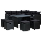 vidaXL 6 Piece Garden Lounge Set with Cushions Poly Rattan Black vidaXL 6 Piece Garden Lounge Set with Cushions Poly Rattan Black
