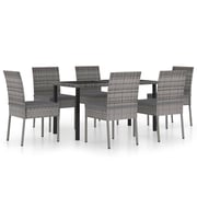 Vidaxl 7 Piece Garden Dining Set Poly Rattan Grey