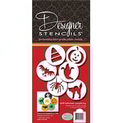 Designer Stencils C065 Halloween Cupcake And Cookie Stencil Set With Cat, Candy Corn, Spider, Ghost, Bat And Pumpkin, Beige/Semi-Transparent Designer Stencils C065 Halloween Cupcake And Cookie Stencil Set With Cat, Candy Corn, Spider, Ghost, Bat And Pumpkin, Beige/Semi-Transparent