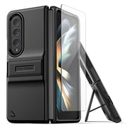 Vrs Design Quick Stand Modern Designed For Samsung Galaxy Z Fold 4 Case Cover (2022) With Multi Angle Kickstand And Cover Screen Protector- Matte Black