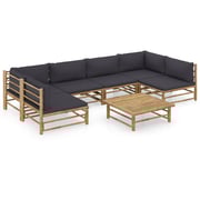 vidaXL 7 Piece Garden Lounge Set with Dark Grey Cushions Bamboo vidaXL 7 Piece Garden Lounge Set with Dark Grey Cushions Bamboo