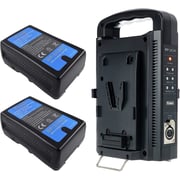 DMK Power 2 x BP-D190S V Lock Battery (190Wh, 14.8V, 13000mAh) Rechargeable Li-ion Battery with BP-2CH V Mount V Lock Double Sided Quick Battery Charger and 3 PIN Cable for Broadcast Video Camcorder DMK Power 2 x BP-D190S V Lock Battery (190Wh, 14.8V, 13000mAh) Rechargeable Li-ion Battery with BP-2CH V Mount V Lock Double Sided Quick Battery Charger and 3 PIN Cable for Broadcast Video Camcorder