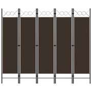 Vidaxl 5-panel Room Divider Brown 200x180 Cm