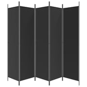 vidaXL 5-Panel Room Divider Black 250x200 cm Fabric vidaXL 5-Panel Room Divider Black 250x200 cm Fabric