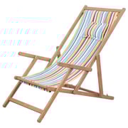 vidaXL Folding Beach Chair Fabric and Wooden Frame Multicolour