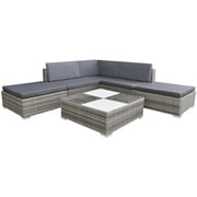 Vidaxl 6 Piece Garden Lounge Set With Cushions Poly Rattan Grey Vidaxl 6 Piece Garden Lounge Set With Cushions Poly Rattan Grey