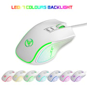 HXSJ X100 Wired Gaming Mouse Ergonomic Gaming Office Mouse 7-color Breathing Light Effect 4-gear Adjustable DPI White