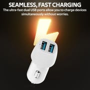Promate Voltrip-Duo USB Port Car Charger White Promate Voltrip-Duo USB Port Car Charger White