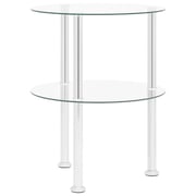 vidaXL 2-Tier Side Table Transparent 38 cm Tempered Glass vidaXL 2-Tier Side Table Transparent 38 cm Tempered Glass