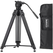 Coopic Cp-vt20 Professional 155cm Aluminum Alloy Video Camera Tripod With 360 Degree Fluid Pan Head,1/4 And 3/8 -inch Quick Shoe Plate And Bag，load Up To 20kg