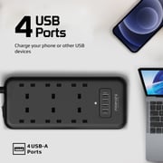 Promate Power Strip With 3.4a 4 Usb Charging Ports, 3250w 6 Ac Outlets And 4m Cord, Powercord17w-4m Promate Power Strip With 3.4a 4 Usb Charging Ports, 3250w 6 Ac Outlets And 4m Cord, Powercord17w-4m