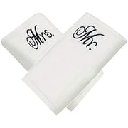 Personalized For You Cotton White Mrs. & Mr. Embroidery Set of 2 Bath Towel 70*140 cm