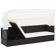 Vidaxl Garden Sofa With Canopy Black Poly Rattan Vidaxl Garden Sofa With Canopy Black Poly Rattan