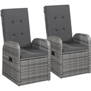 Vidaxl Reclining Garden Chairs 2 Pcs With Cushions Poly Rattan Grey Vidaxl Reclining Garden Chairs 2 Pcs With Cushions Poly Rattan Grey