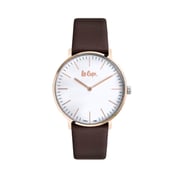 Lee Cooper, LC06951.432, Mens Analog Watch, White Dial Brown Leather Strap