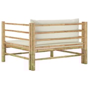 Vidaxl Garden Sofa With Cream White Cushions Bamboo Vidaxl Garden Sofa With Cream White Cushions Bamboo
