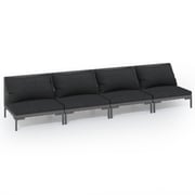 vidaXL 4 Piece Garden Lounge Set with Cushions Poly Rattan Dark Grey vidaXL 4 Piece Garden Lounge Set with Cushions Poly Rattan Dark Grey