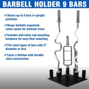 ULTIMAX Bar Holder Barbell Holder 9 Bars Vertical Storage Display Rack for Olympic Bar