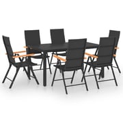 vidaXL 7 Piece Garden Dining Set Black and Brown vidaXL 7 Piece Garden Dining Set Black and Brown