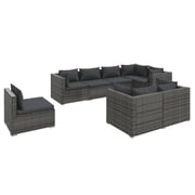 vidaXL 8 Piece Garden Lounge Set with Cushions Poly Rattan Grey vidaXL 8 Piece Garden Lounge Set with Cushions Poly Rattan Grey