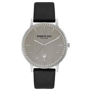 Kenneth Cole Classic Watch For Men with Black Genuine Leather Strap