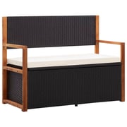 vidaXL Storage Bench 110 cm Poly Rattan and Solid Acacia Wood Black vidaXL Storage Bench 110 cm Poly Rattan and Solid Acacia Wood Black