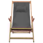 vidaXL Folding Beach Chair Fabric and Wooden Frame Grey