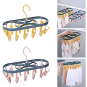 Margoun For Foldable Clothes Hanger Drying Rack With 12 Clips Plastic Space Saving Closet Organizer (2 packs)