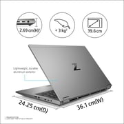 HP Zbook Fury 15 Laptop - 11th Gen Core i9 2.50GHz 32GB 1TB 8GB Win10Pro FHD 15.6inch Silver English/Arabic Keyboard G8 4F8K0EA (2021) Middle East Version HP Zbook Fury 15 Laptop - 11th Gen Core i9 2.50GHz 32GB 1TB 8GB Win10Pro FHD 15.6inch Silver English/Arabic Keyboard G8 4F8K0EA (2021) Middle East Version