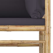 Vidaxl 2 Piece Garden Lounge Set With Dark Grey Cushions Bamboo Vidaxl 2 Piece Garden Lounge Set With Dark Grey Cushions Bamboo