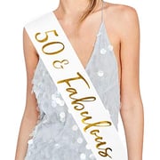 ADBetty 50 And Fabulous Satin Sash - 50Th Birthday Sash 50 Birthday Gifts Party Favors, Supplies And Decorations(White) ADBetty 50 And Fabulous Satin Sash - 50Th Birthday Sash 50 Birthday Gifts Party Favors, Supplies And Decorations(White)