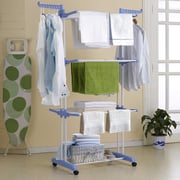 Lavish Carbon Steel Full Size Heavy Duty Double Pole 3 Layer Cloth Drying Stand, Laundry Rack Stand, Blue Lavish Carbon Steel Full Size Heavy Duty Double Pole 3 Layer Cloth Drying Stand, Laundry Rack Stand, Blue