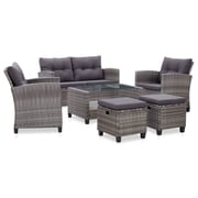 Vidaxl 6 Piece Garden Sofa Set With Cushions Poly Rattan Dark Grey Vidaxl 6 Piece Garden Sofa Set With Cushions Poly Rattan Dark Grey
