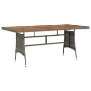 Vidaxl Garden Table Grey 160x70x72 Cm Poly Rattan & Solid Acacia Wood Vidaxl Garden Table Grey 160x70x72 Cm Poly Rattan & Solid Acacia Wood