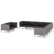 vidaXL 9 Piece Garden Lounge Set with Cushions Poly Rattan Dark Grey vidaXL 9 Piece Garden Lounge Set with Cushions Poly Rattan Dark Grey