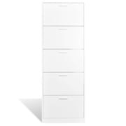 vidaXL White Wooden Shoe Cabinet with 5 Compartments vidaXL White Wooden Shoe Cabinet with 5 Compartments