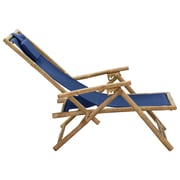 vidaXL Reclining Relaxing Chair Navy Blue Bamboo and Fabric