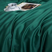 Luna Home Single Size 4 Pieces Bedding Set Without Filler, Plain Emerald Green Color