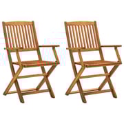 vidaXL Folding Outdoor Chairs 2 pcs Solid Acacia Wood