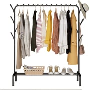 Showay Clothes Hanger Garment Rack, Metal Clothes Rail With Single Bottom Storage Rack For Storing Shoe Boxes