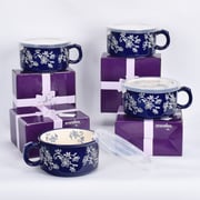 Temptations Floral Lace Meal Mugs with Gift Boxes Set - 4 Piece - Blue Temptations Floral Lace Meal Mugs with Gift Boxes Set - 4 Piece - Blue