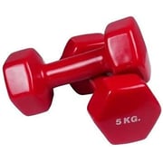 ULTIMAX 2Pcs Fitness Vinyl Dumbbell Hand Weights All-Purpose Color Coded Dumbbell for Strength Training Yoga Dumbbell RED (5 kg)