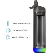 Hidratespark Steel Smart Water Bottle - Tracks Water Intake & Glows To Remind You To Stay Hydrated, Straw, 21 Oz, Black