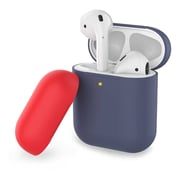 AhaStyle PT38NB Two Toned Silicone Case for Airpods, Navy Blue/Red